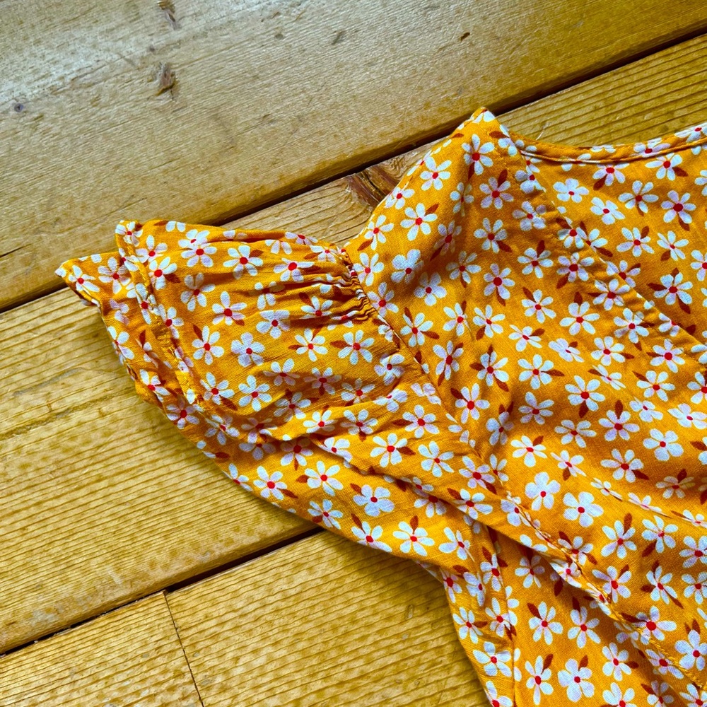 Old Navy Waist-Defined Wrap-Front Midi Yellow Floral - Picture 6 of 10